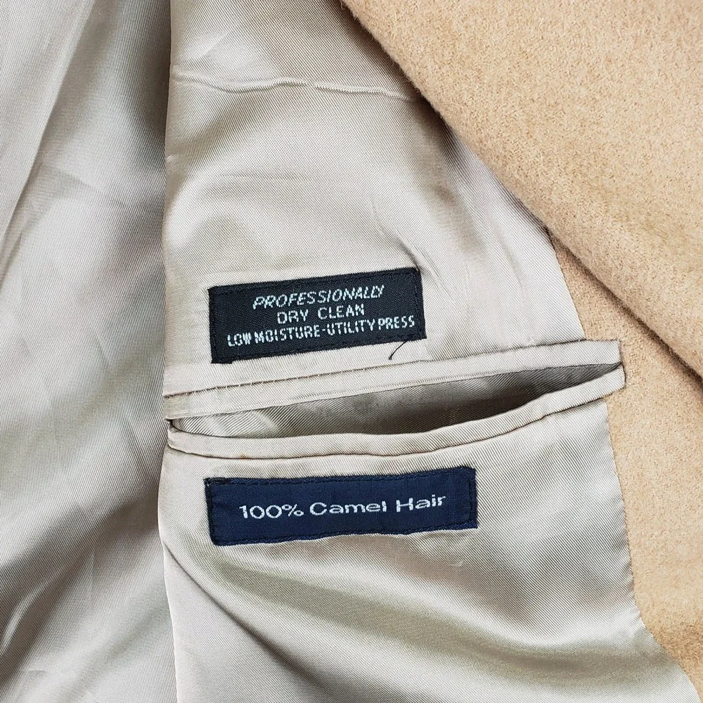 Roundtree & Yorke Camel Hair Blazer Mens 40R Tan Classic Luxury Professional